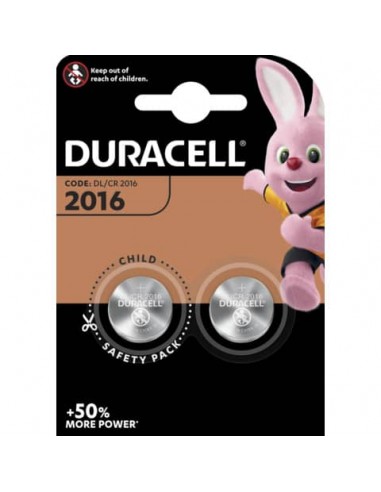 Batterie a moneta al Litio 3V. Blister da 2 pile. Duracell litio 2016 DU20B2
