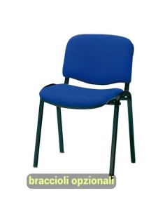 Sedia visitatore 4 gambe Unisit Dado D5S acciaio nero - rivestimento ignifugo blu - Conf. 4 pezzi - D5S/4/IB