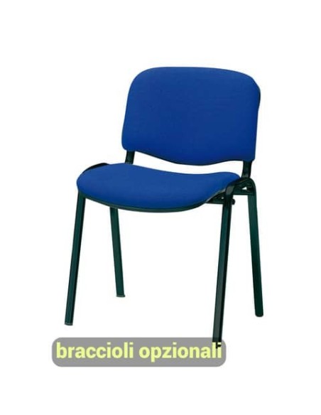 Sedia visitatore 4 gambe Unisit Dado D5S acciaio nero - rivestimento ignifugo blu - Conf. 4 pezzi - D5S/4/IB