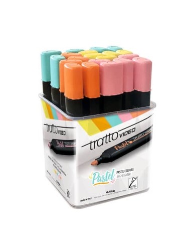 Evidenziatori Tratto Video Pastel 1-5 mm 5 colori assortiti - barattolo da 20 pezzi - F837900