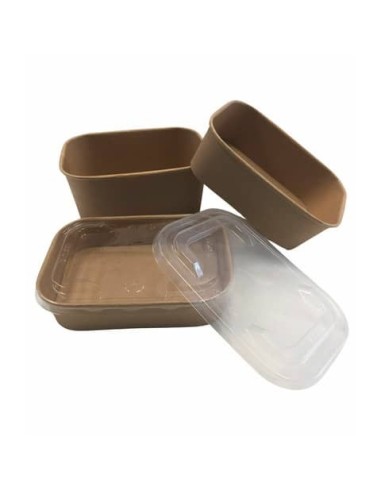 Insalatiera rettangolare in carta kraft e PE Dopla Professional 750 ml - conf. 50 pz - 6045
