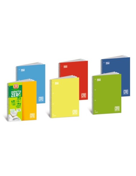 Maxi quaderno One Color Impatto Zero A4 - 20+1 ff 80g/m² - 0Q conf. 12 pz + 6 blocchetti omaggio - 7447