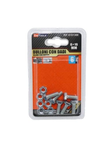 Bulloni con dadi Emi M6 x 16 mm - conf. 6 pezzi - 8101388