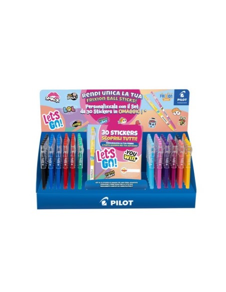 Espositore 96 penne a sfera cancellabili Pilot Frixion Ball Sticks 0