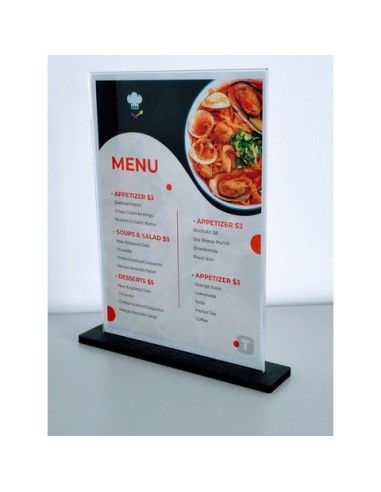 Porta avvisi bifacciale formato A4 con base in legno Tecnostyl orizzontale PB104/VLC