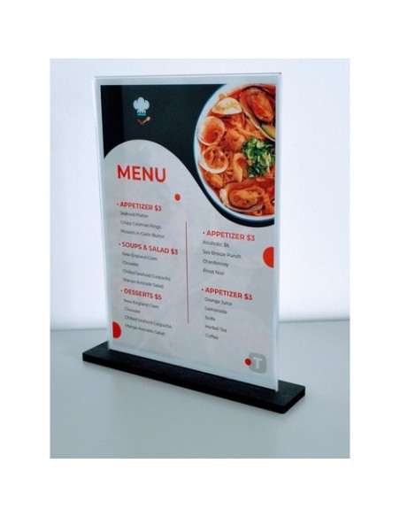 Porta avvisi bifacciale formato A4 con base in legno Tecnostyl orizzontale PB104/VLC