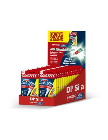 Espositore 24 colle Loctite Super Attack Precision e riposizionabile - tubetti da 5 g + 2 g - 3025464