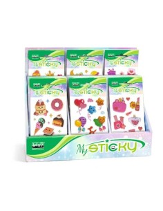 Espositore da banco 48 Stickers gommati Lebez Fantasy 6 soggetti assortiti A913