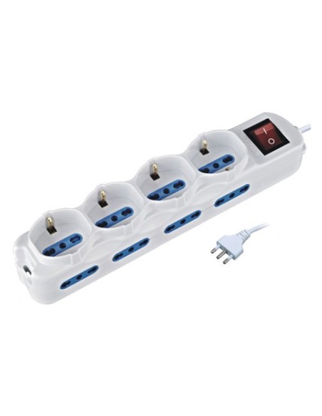 Multipresa 12 posizioni 16A bianca MKC con interruttore 492518078