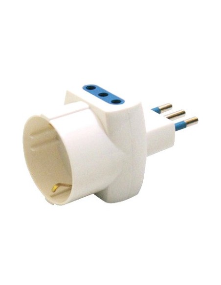 Adattatore di rete triplo e presa Schuko bianco MKC con 2 prese 10A 492518070