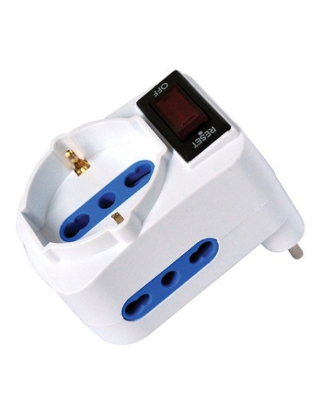 Adattatore di rete spina 10A 2 prese 10/16A bipasso + 1 presa schuko/bipasso MKC bianco - 492519356