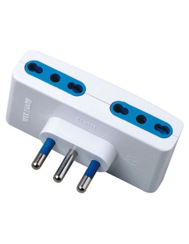 Adattatore di rete spina 2P+T 16A 4 prese bipasso 10/16A MKC bianco 492518027