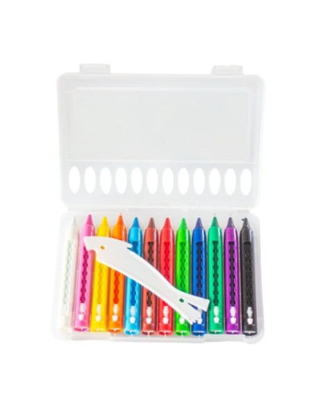 Pastelli a cera acquerellabili Donau - astuccio appendibile trasparente da 12 colori assortiti - 322300