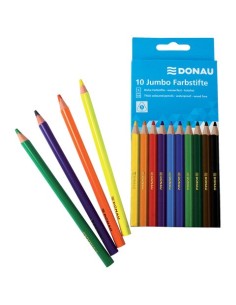 Matite colorate Donau Jumbo - forma triangolare - in conf. da 10 colori assortiti - 330174