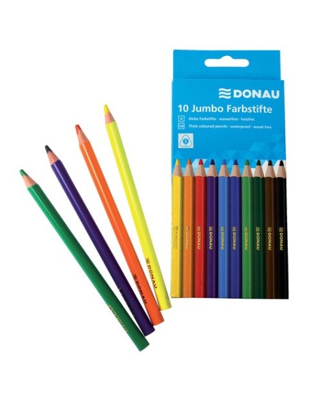 Matite colorate Donau Jumbo - forma triangolare - in conf. da 10 colori assortiti - 330174