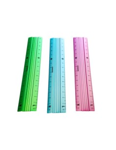 Righello in alluminio colorato da 15 cm Donau - conf. da 12 pezzi in 3 colori assortiti - 322294099