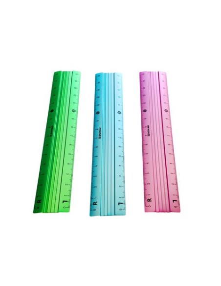 Righello in alluminio colorato da 15 cm Donau - conf. da 12 pezzi in 3 colori assortiti - 322294099