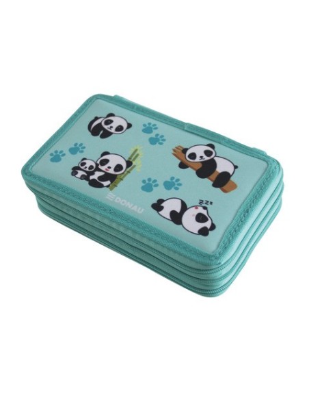 Astuccio a 3 zip Donau fantasia panda - conf. da 3 pezzi - 322245021