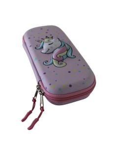 Astuccio ovalino a 1 zip Donau con fantasia unicorno in 3D  - conf. 3 pz - 322289
