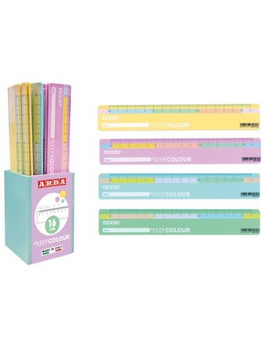 Barattolo 24 righelli 16 cm Arda Pastel Bicolor 2.0 colori assortiti R17PBAR