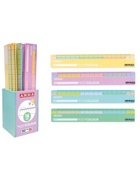 Barattolo 24 righelli 16 cm Arda Pastel Bicolor 2.0 colori assortiti R17PBAR