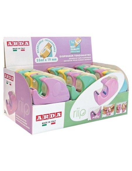 Espositore 24 dispenser tendinastro Arda Riip Pastel Bicolor 2.0 colori assortiti C1347P2
