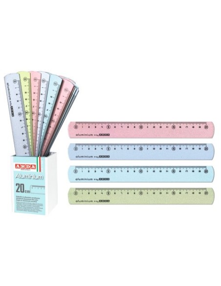 Barattolo 24 righelli 20 cm in alluminio Arda Frost colori assortiti 17820COLBAR