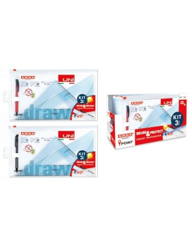 Set coppia di squadre + portamine linea Arda Uni 45 e 60° 70330ZIP