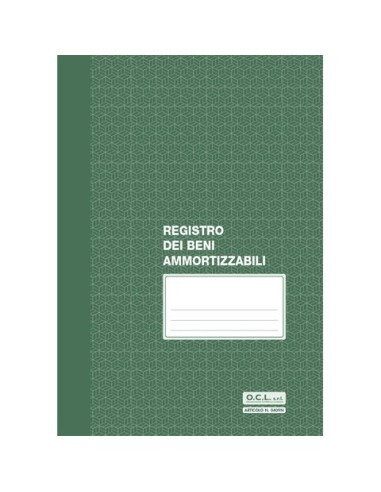 Registro dei beni ammortizzabili numerato da 1-30 O.C.L. - 8 fogli - conf. 10 blocchi - 21x29