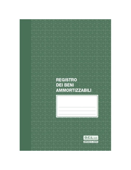 Registro dei beni ammortizzabili numerato da 1-30 O.C.L. - 8 fogli - conf. 10 blocchi - 21x29