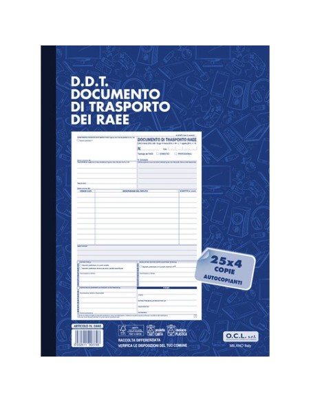 Blocco DDT dei RAEE O.C.L. 25x4 copie - conf. 5 blocchi - 21