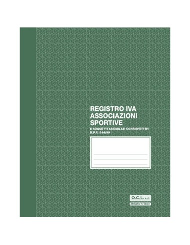 Registro IVA associazioni sportive O.C.L. - conf. da 5 registri - 23