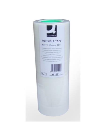 Nastro adesivo in polipropilene opaco invisibile Q-Connect - torre da 8 pezzi - 19 mm x 33 m - KF15241