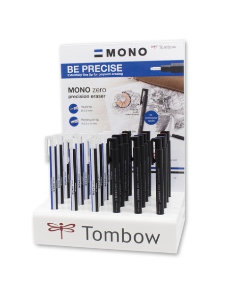 Espositore 24 gomme di precisione Tombow Mono Zero - 2 punte e 2 colori assortiti PEH-KU-24P