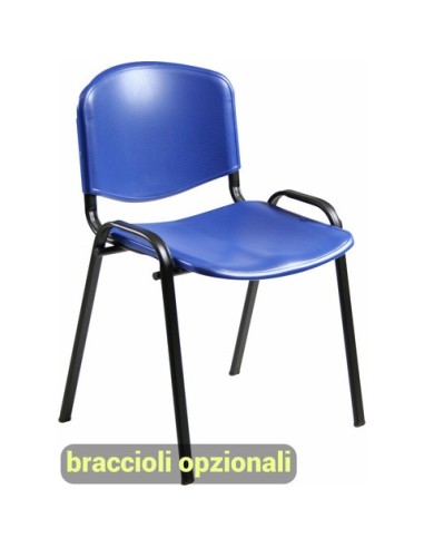 Sedia visitatore a 4 gambe Unisit Dado D5PS - struttura nera - PPL blu conf. 2 pz - D5PS/2/BL