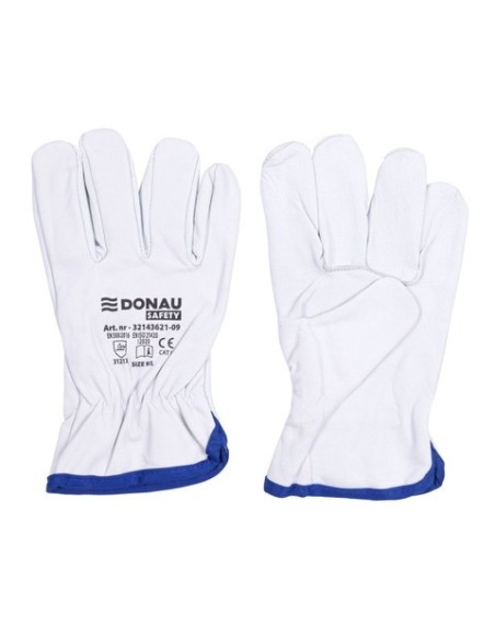 Guanti da lavoro in pelle di capra con polsino elastico bianco Donau Safety conf. 12 pz Tg. 8/M - 32143621-08