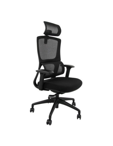 Poltrona Unisit CH3255 semi-direzionale ergonomica con braccioli con poggiatesta e poggiareni in rete nero - CH3255