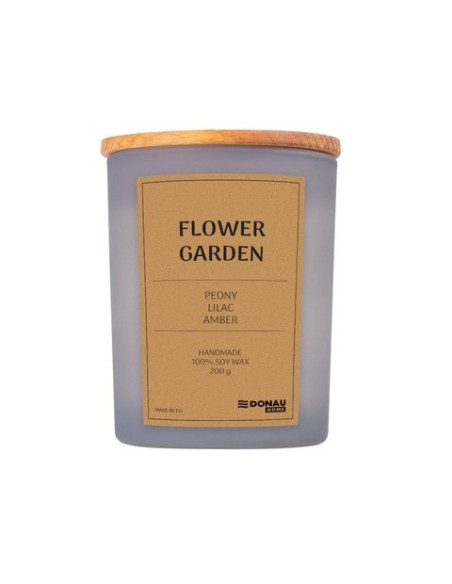 Candela di soia in vaso di vetro con coperchio in legno Donau Home 200 g Flower Garden - 45361211-10