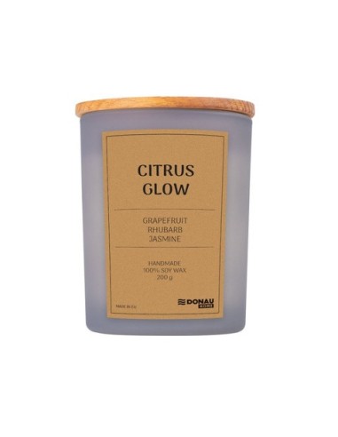 Candela di soia in vaso di vetro con coperchio in legno Donau Home 200 g Citrus Glow - 45361411-10
