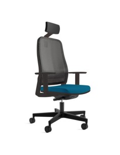 Seduta semi-direzionale schienale in rete nero braccioli e poggiatesta Unisit Titan sedile tessuto Chili blu -