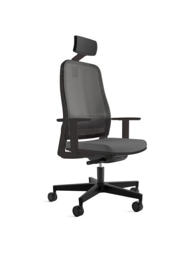 Seduta semi-direzionale schienale in rete nero braccioli e poggiatesta Unisit Titan sedile tessuto Chili grigio -