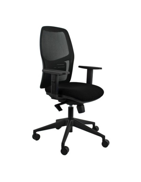Seduta operativa con schienale in rete con braccioli Unisit Q3 rivest. ignifugo nero - HUQ3/BRF/IN
