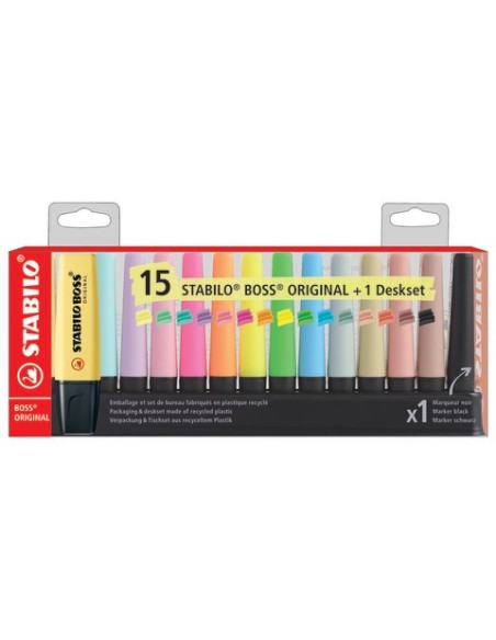 Desk set evidenziatori Stabilo Boss® Original 2-5 mm - 15 colori assortiti F60915