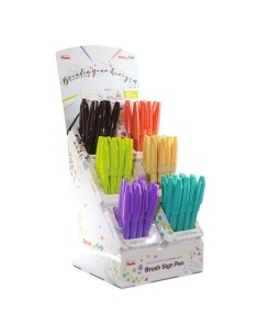 Espositore 60 pennarelli punta in fibra Pentel Brush Sign Pen Trendy colori assortiti - 0022404