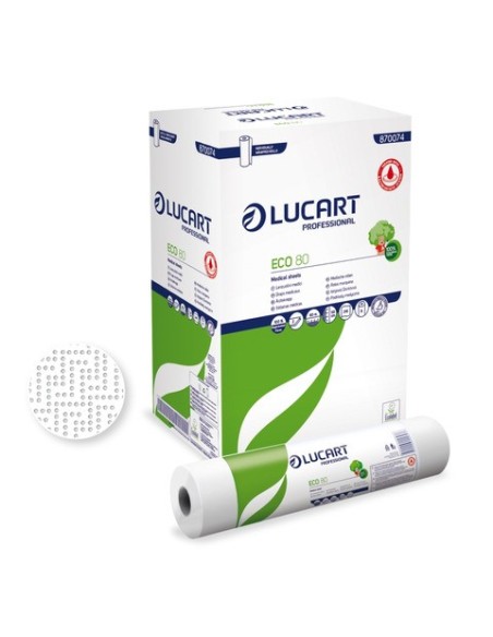 Lenzuolini medici Lucart Professional Eco 80 - bianco 2 veli 80 m - conf. 6 pz - 870074U