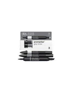 Pennarelli Winsor&Newton Promarker doppia punta fine-larga - conf. 3 pz grigio - 0290185