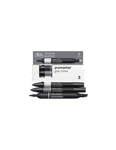 Pennarelli Winsor&Newton Promarker doppia punta fine-larga - conf. 3 pz grigio - 0290185
