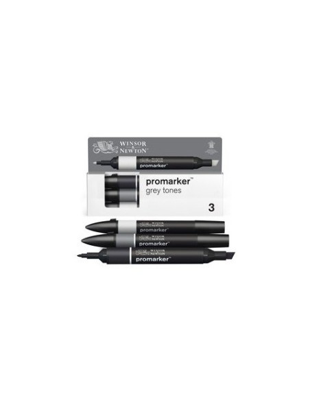 Pennarelli Winsor&Newton Promarker doppia punta fine-larga - conf. 3 pz grigio - 0290185
