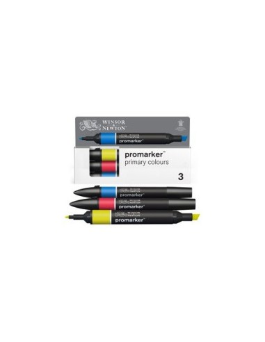 Pennarelli Winsor&Newton Promarker doppia punta fine-larga - conf. 3 pz colori primari - 0290190