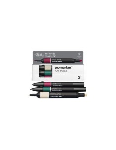 Pennarelli Winsor&Newton Promarker doppia punta fine-larga - conf. 3 pz tonalità intense - 0290191